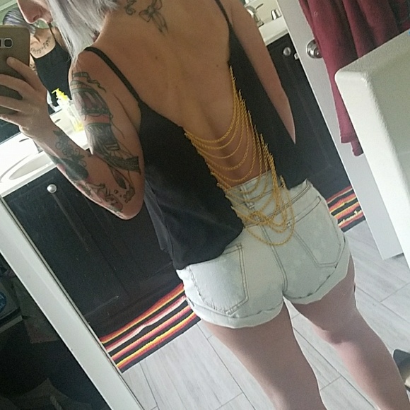 NWOT Black and gold chain tank top - Picture 5 of 5